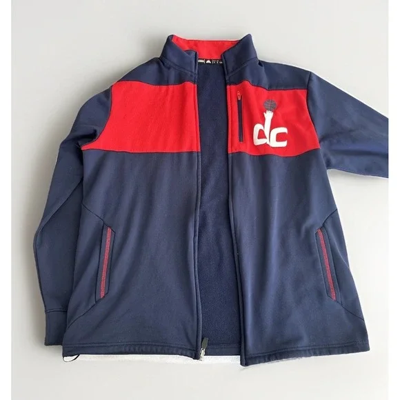 Washington Wizards‎ Jacket Mens Large Blue NBA Basketball ClimaWarm Adidas Zip - Picture 6 of 16
